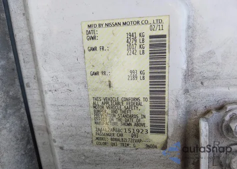 2011 Nissan Altima 2.5 S from USA, damaged, VIN 1N4AL2AP8BC151923